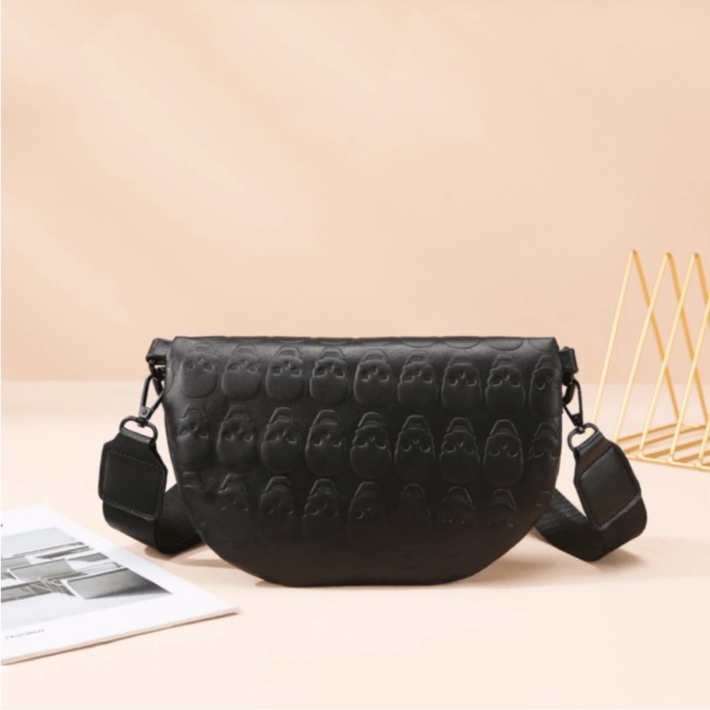 Black Skull Embossed Crossbody Bag - Picture 8 of 14